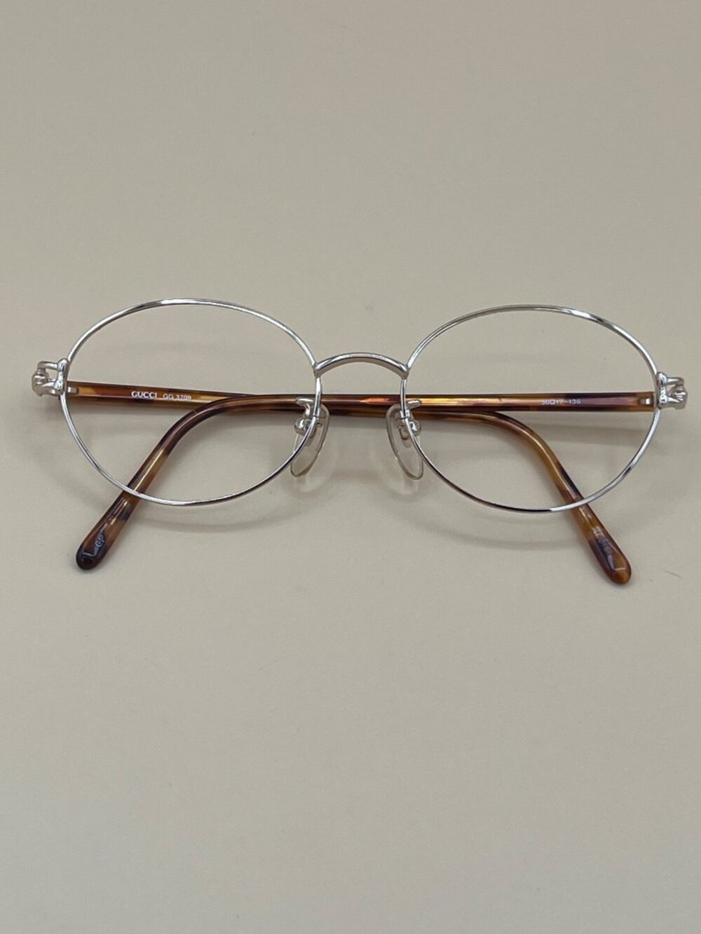 Gucci GG 3709 Round Metal Eyeglasses With Tortoise Arms 50-17-136